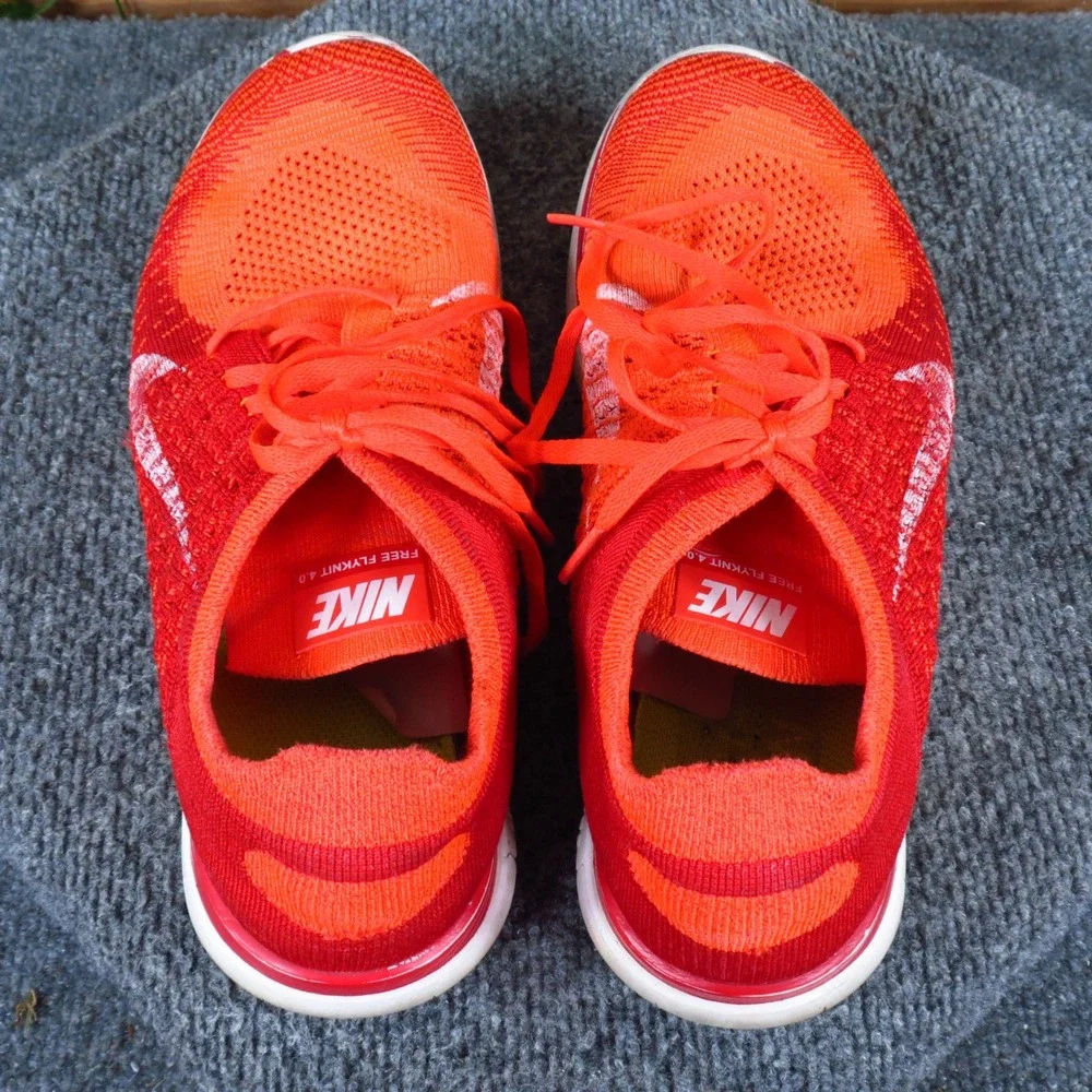 Nike Free Flyknit 4.0 Mens Running Shoes Size 9 Athletic Training Red Orange - Picture 7 of 9